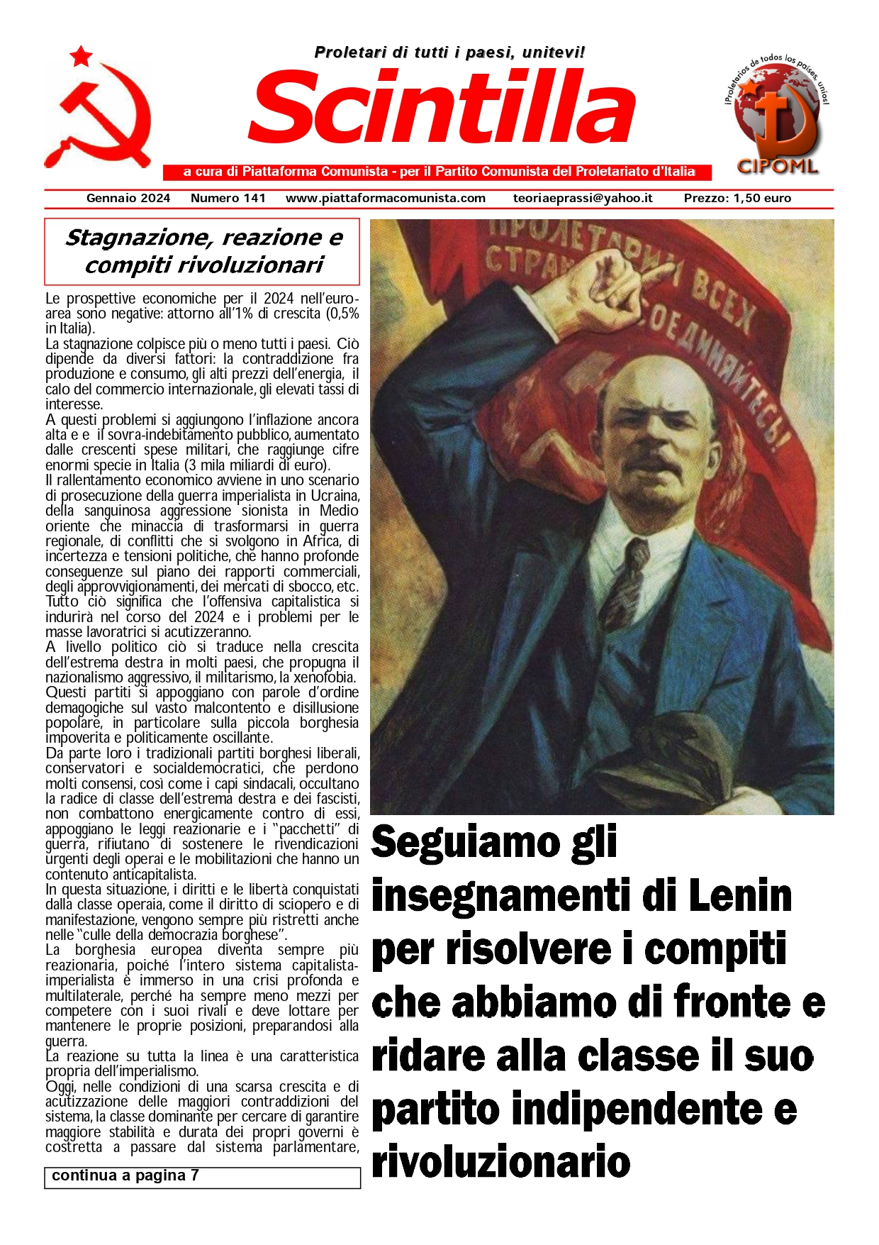 Scintilla n. 141 – gennaio 2024 – Organizzazione per il partito ...