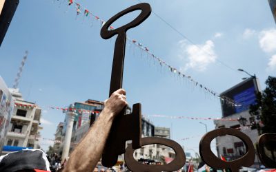 Protest to mark the 76th anniversary of the Nakba, in Ramallah